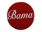 "Bama" Script on a Crimson Button