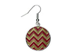 Chevron Red & Gold Round Dangle Earrings