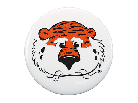 AU Mascot Tiger White Button